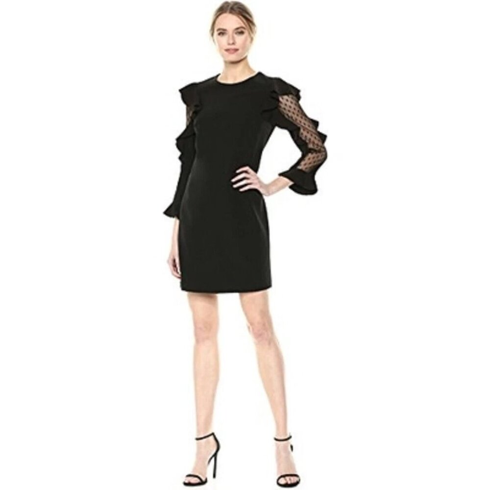 NEW $138 NICOLE MILLER NY Long  RUFFLE slv shift party dress cocktail 4